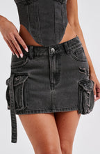 Billie Mini Skirt - Black Wash - Napalia