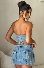 Billie Mini Skirt - Blue Wash - Napalia