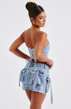 Billie Mini Skirt - Blue Wash - Napalia