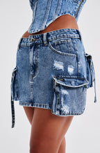 Billie Mini Skirt - Dark Wash - Napalia