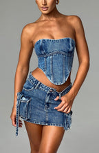 Billie Mini Skirt - Dark Wash - Napalia