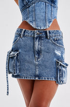 Billie Mini Skirt - Dark Wash - Napalia