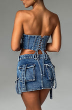 Billie Mini Skirt - Dark Wash - Napalia