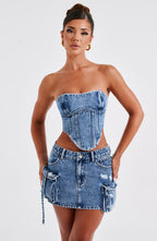 Billie Mini Skirt - Dark Wash - Napalia