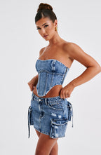 Billie Mini Skirt - Dark Wash - Napalia