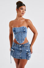 Billie Mini Skirt - Dark Wash - Napalia