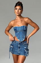 Billie Mini Skirt - Dark Wash - Napalia