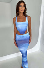 Blair Maxi Skirt - Blue Haze Print - Napalia