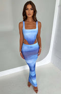 Blair Maxi Skirt - Blue Haze Print - Napalia
