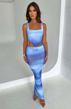 Blair Maxi Skirt - Blue Haze Print - Napalia