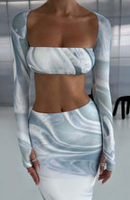 Blair Maxi Skirt - Grey Haze Print - Napalia
