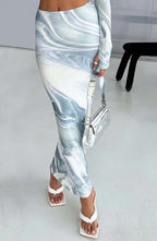 Blair Maxi Skirt - Grey Haze Print - Napalia