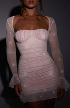 Brea Mini Dress - Baby Pink Sparkle - Napalia