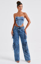 Brooklyn Cargo Pant - Dark Wash - Napalia