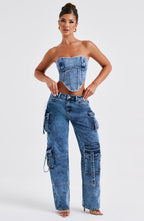 Brooklyn Cargo Pant - Dark Wash - Napalia