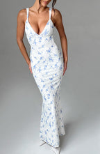 Caoimhe Maxi Dress - Blue Ditsy Print - Napalia