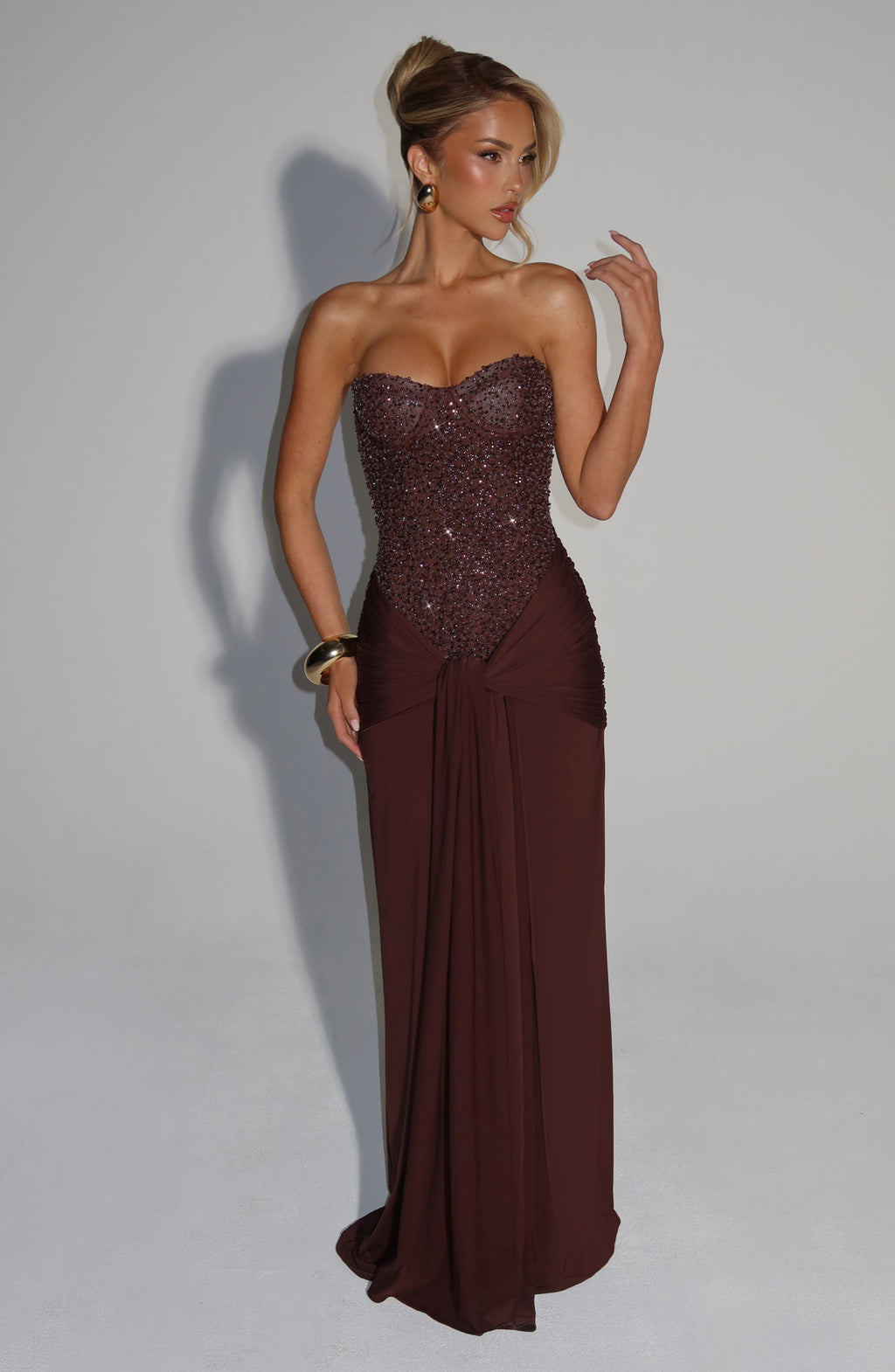 Carina Maxi Dress - Plum Brown - Napalia