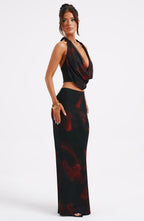 Chrishelle Maxi Skirt - Fire Print - Napalia