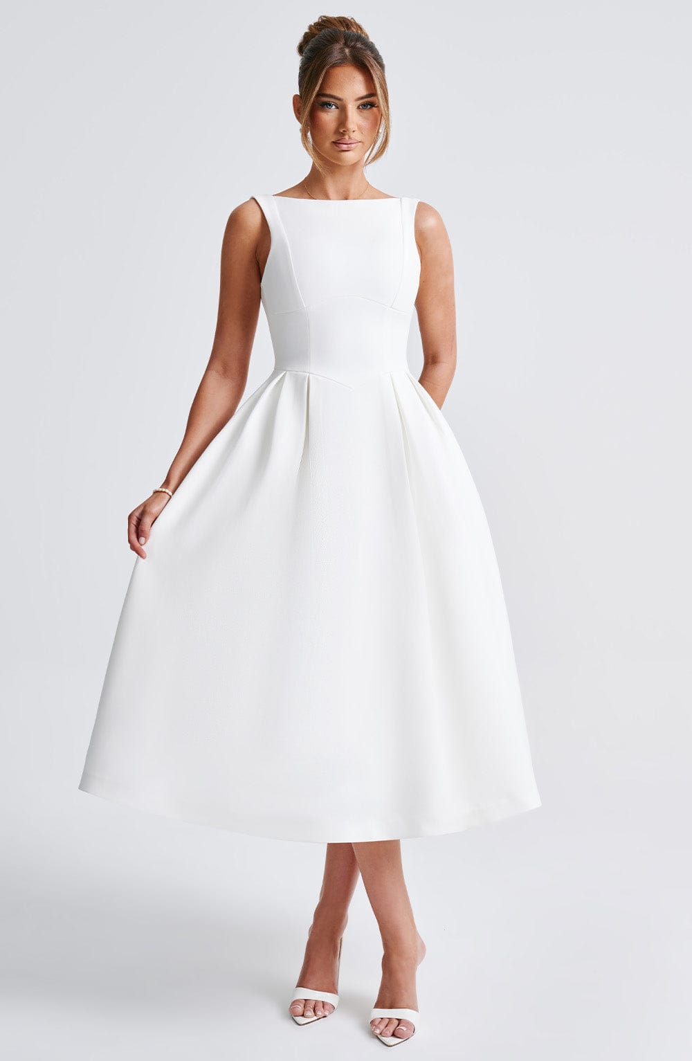 Clarabella Midi Dress - Ivory - Napalia