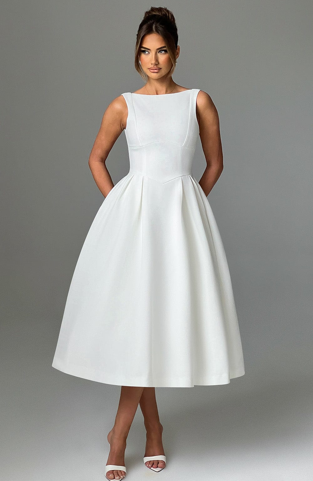 Clarabella Midi Dress - Ivory - Napalia