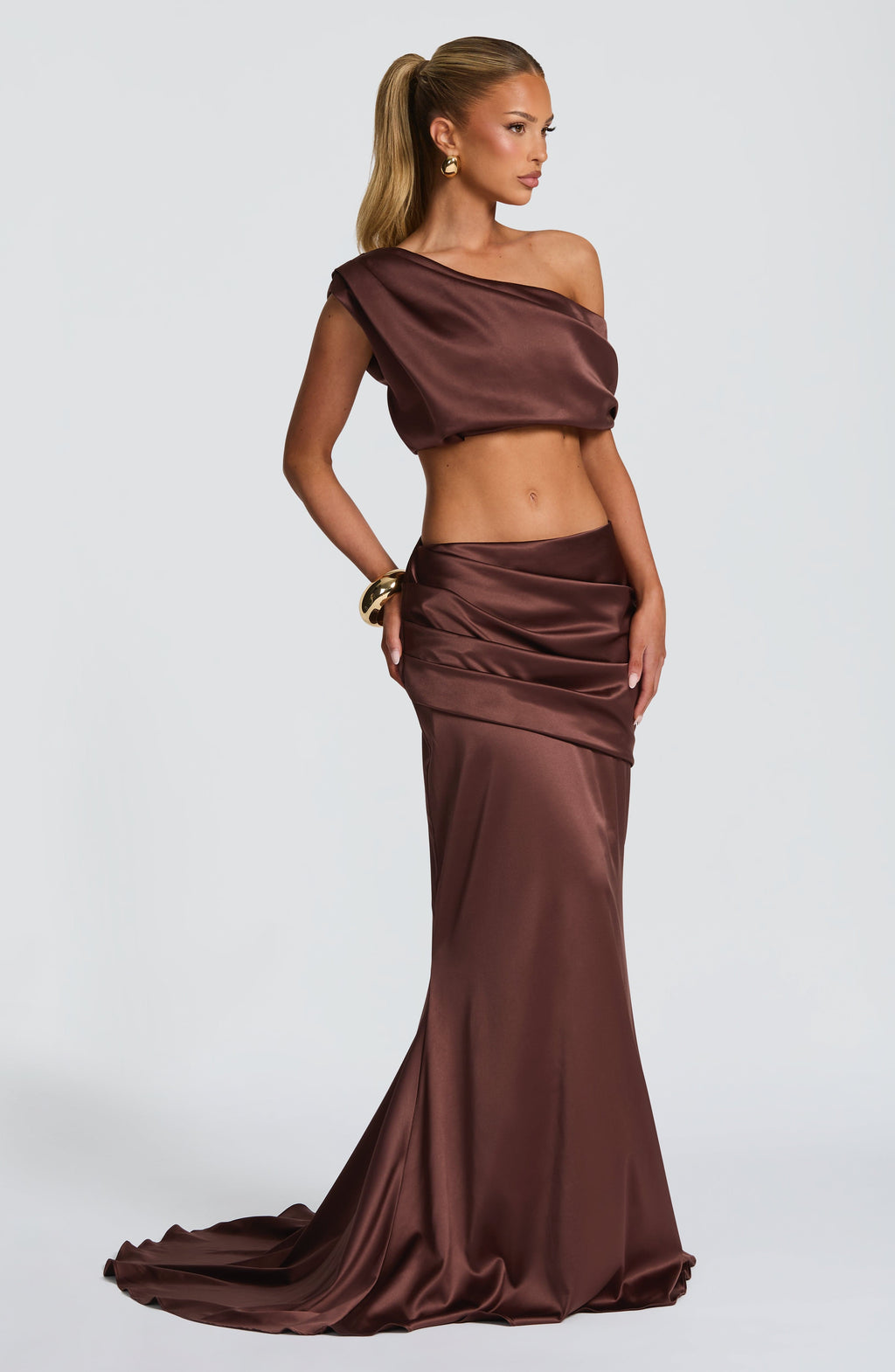 Claudette Maxi Skirt - Plum Brown - Napalia
