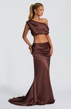 Claudette Maxi Skirt - Plum Brown - Napalia