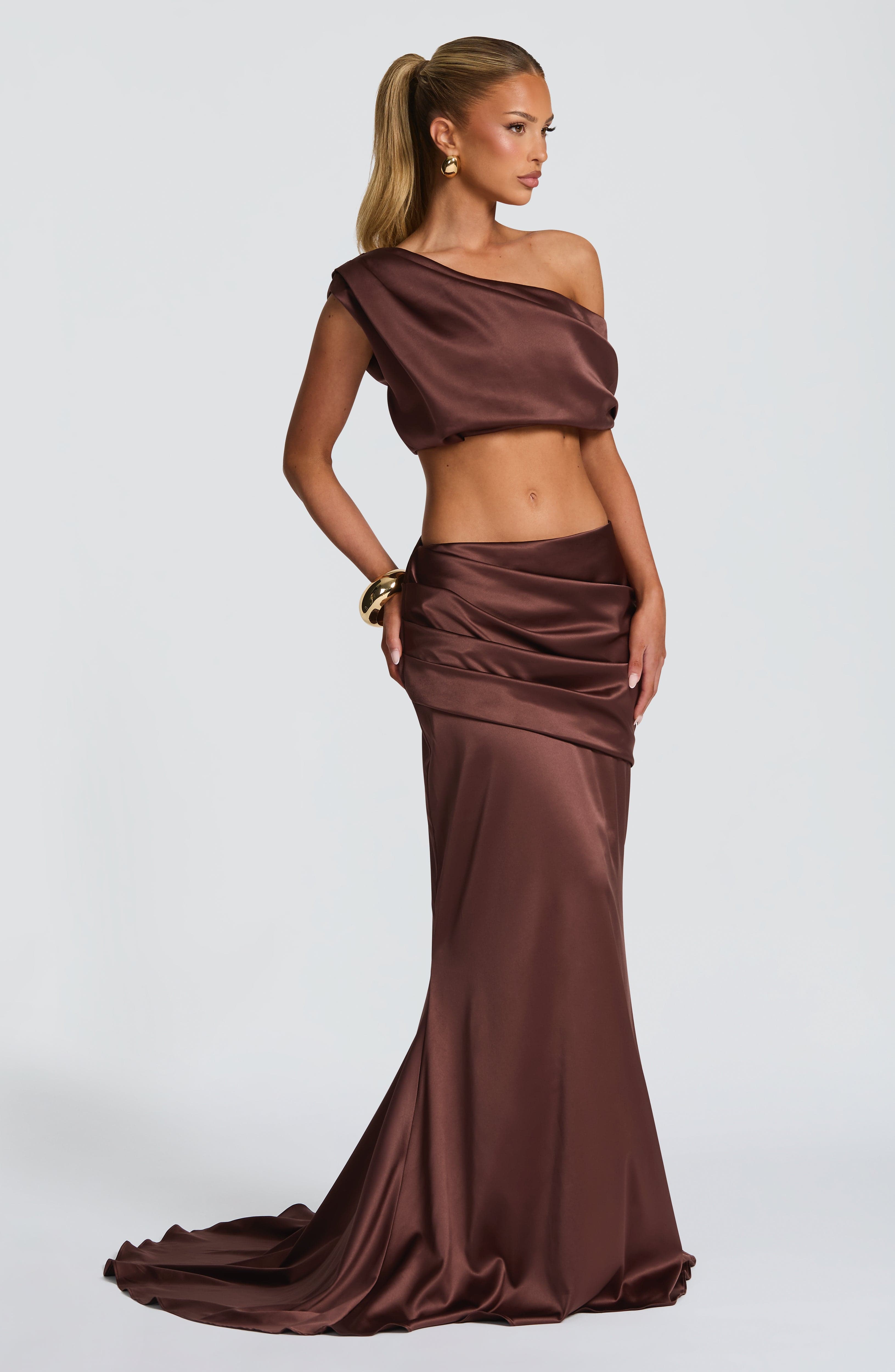 Claudette Maxi Skirt - Plum Brown - Napalia
