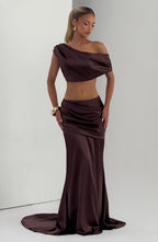 Claudette Maxi Skirt - Plum Brown - Napalia