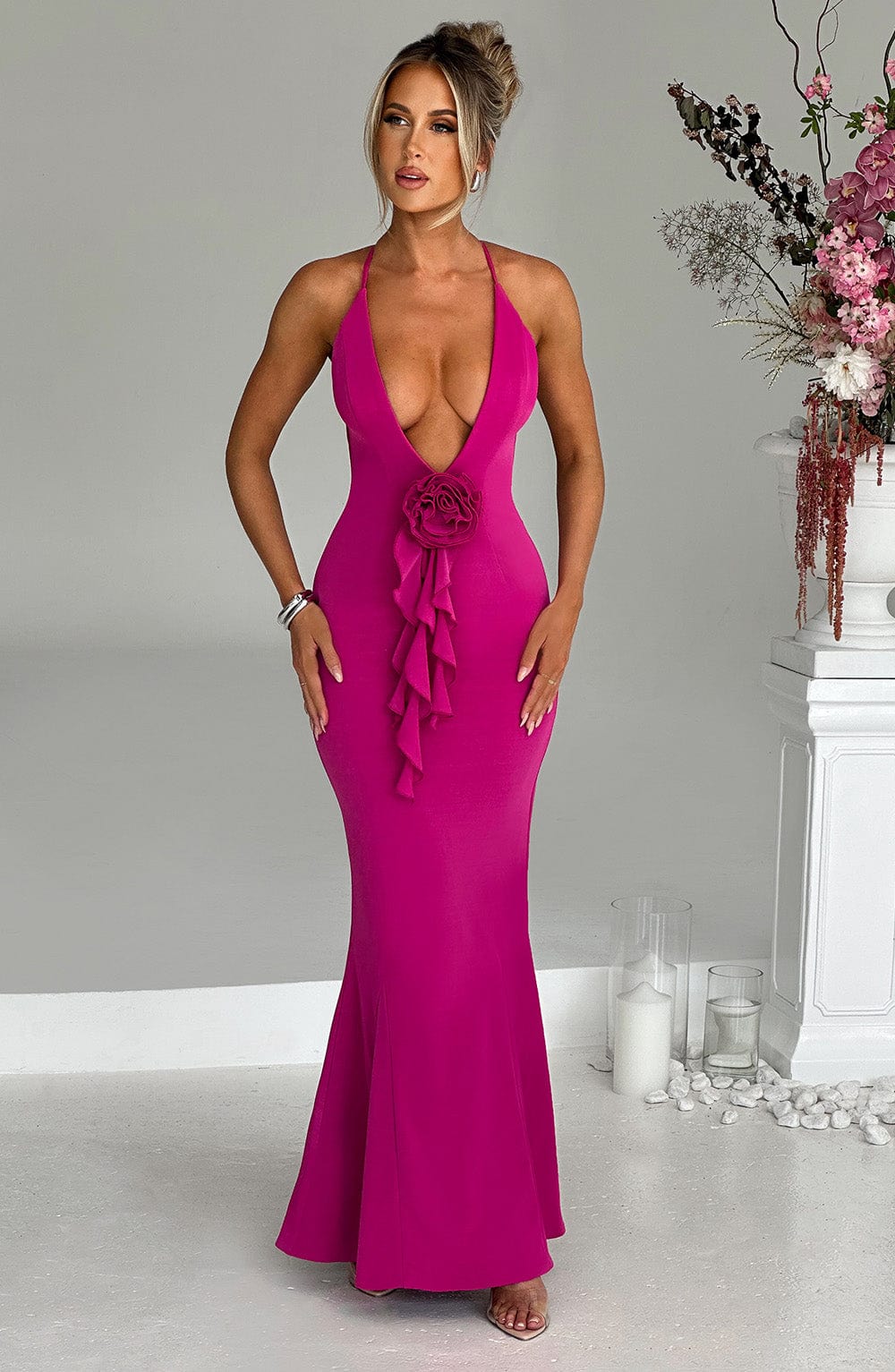 Constantina Maxi Dress - Hot Pink - Napalia