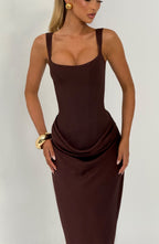 Cornelia Maxi Dress - Plum Brown - Napalia