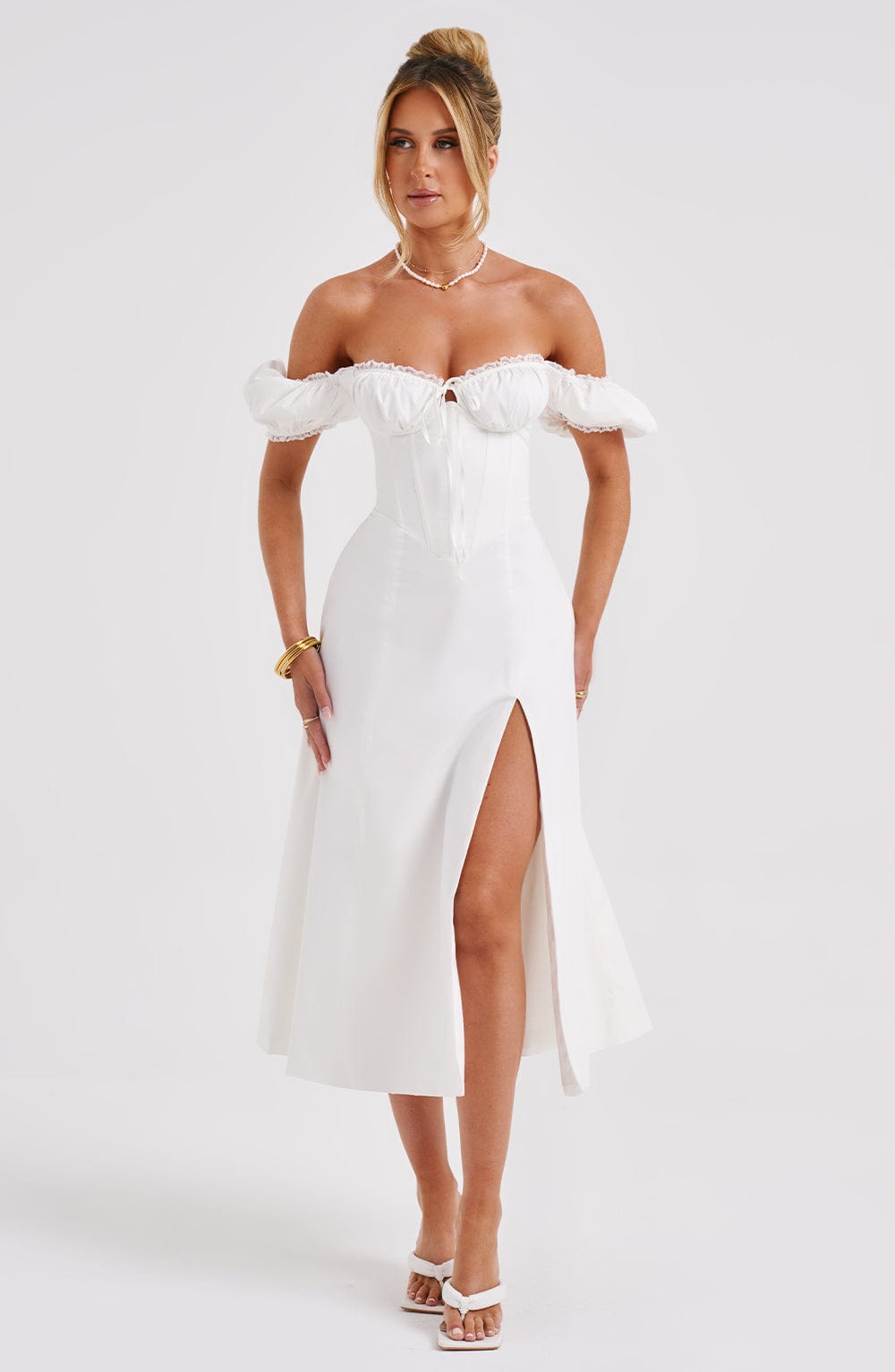 Courtney Midi Dress - Ivory - Napalia