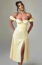 Courtney Midi Dress - Lemon - Napalia