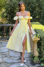Courtney Midi Dress - Lemon - Napalia