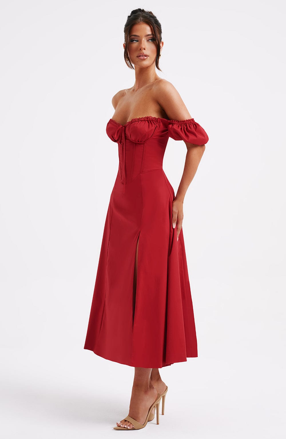 Courtney Midi Dress - Red - Napalia