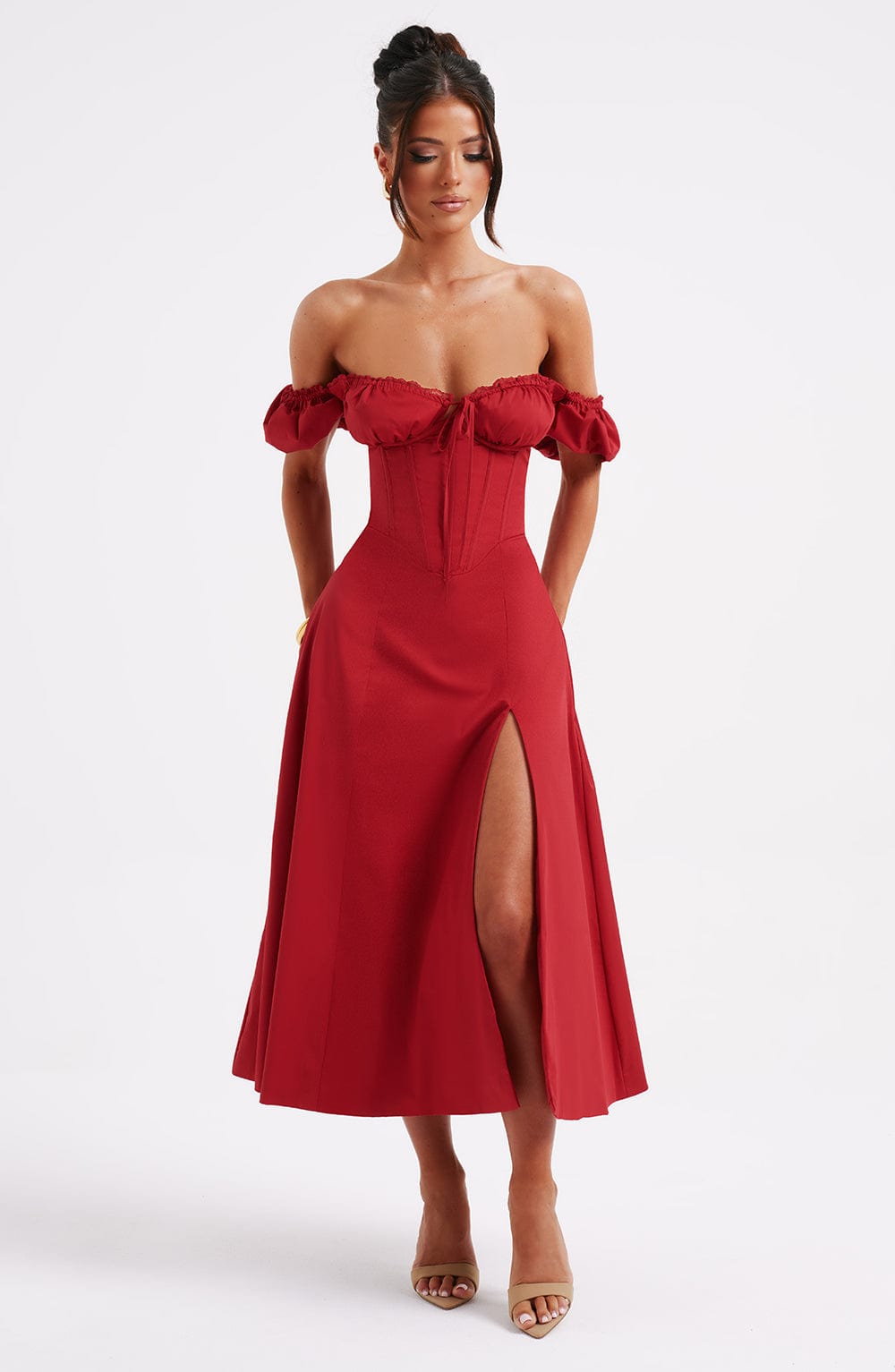 Courtney Midi Dress - Red - Napalia