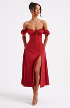 Courtney Midi Dress - Red - Napalia