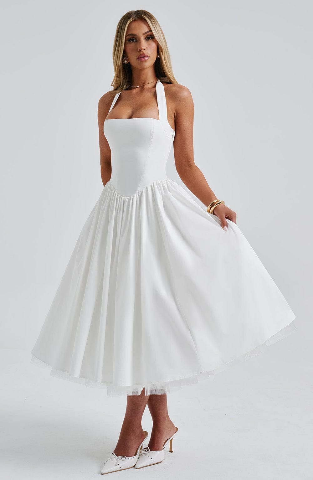 Cressida Midi Dress - Ivory - Napalia