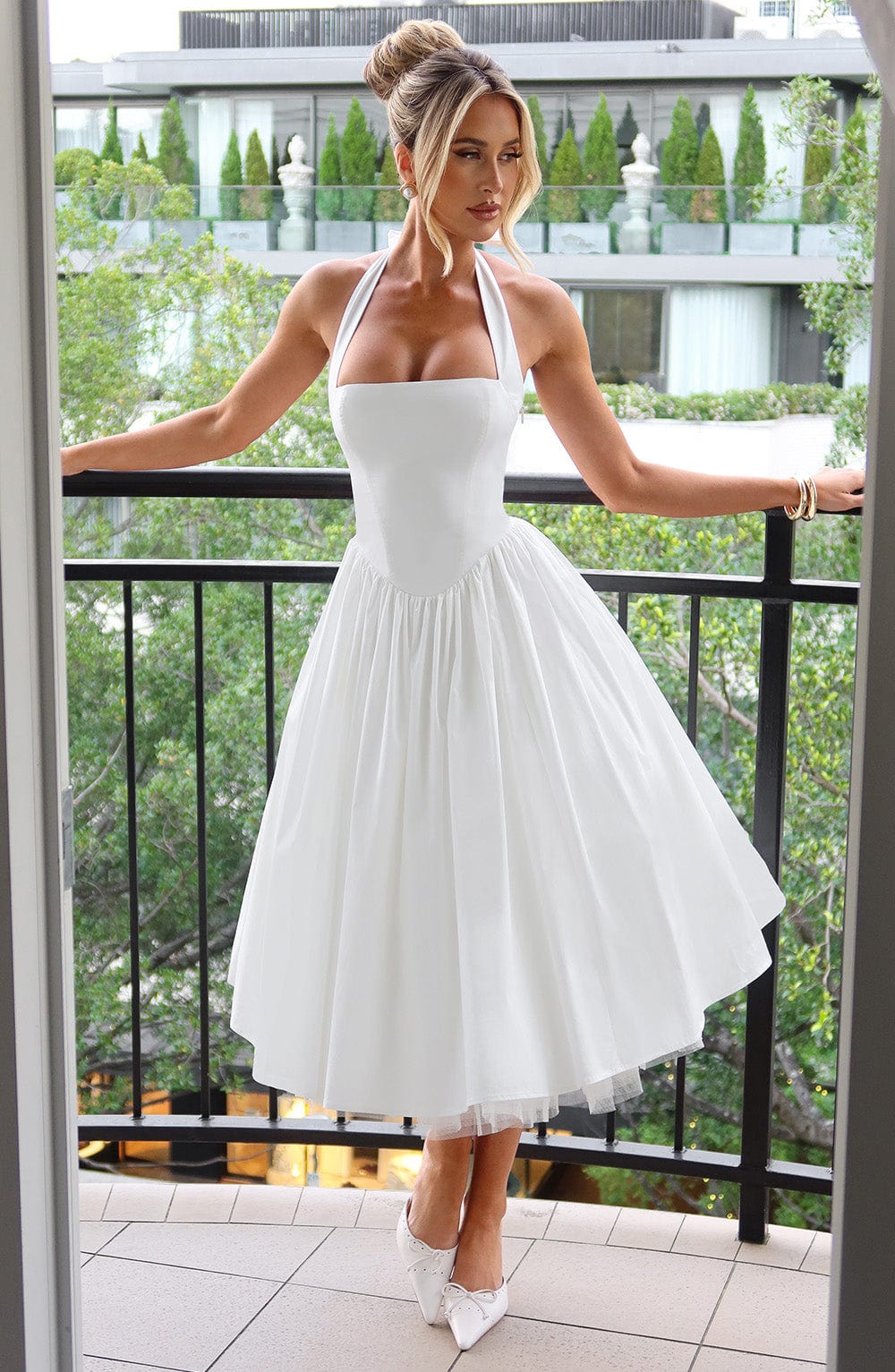 Cressida Midi Dress - Ivory - Napalia