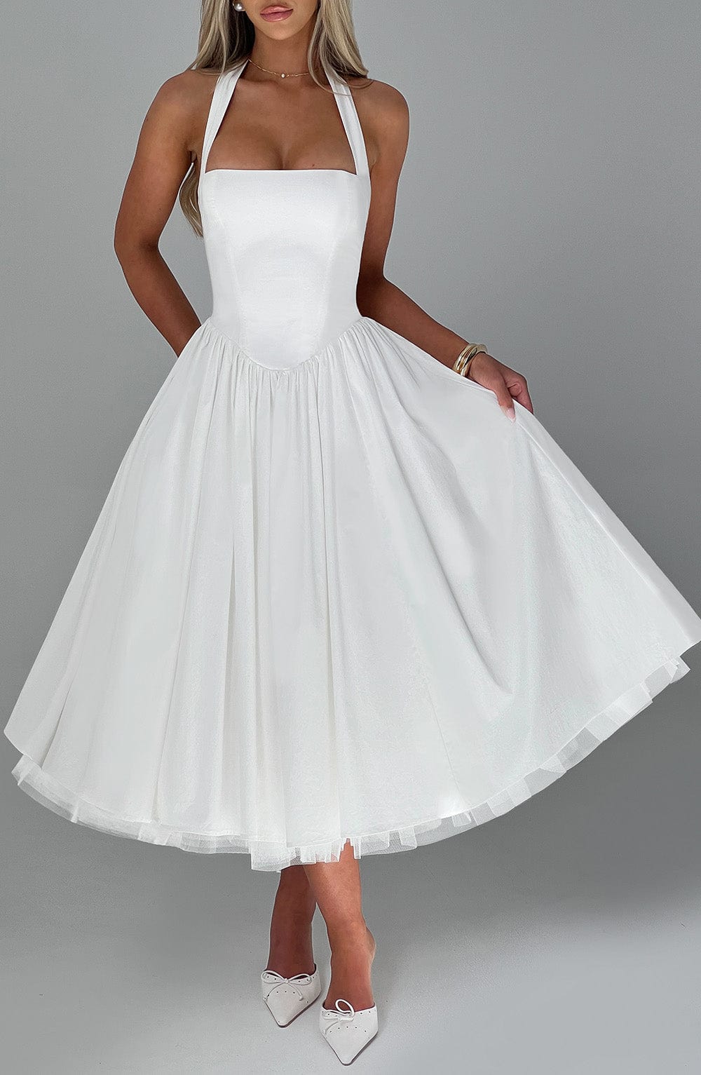 Cressida Midi Dress - Ivory - Napalia