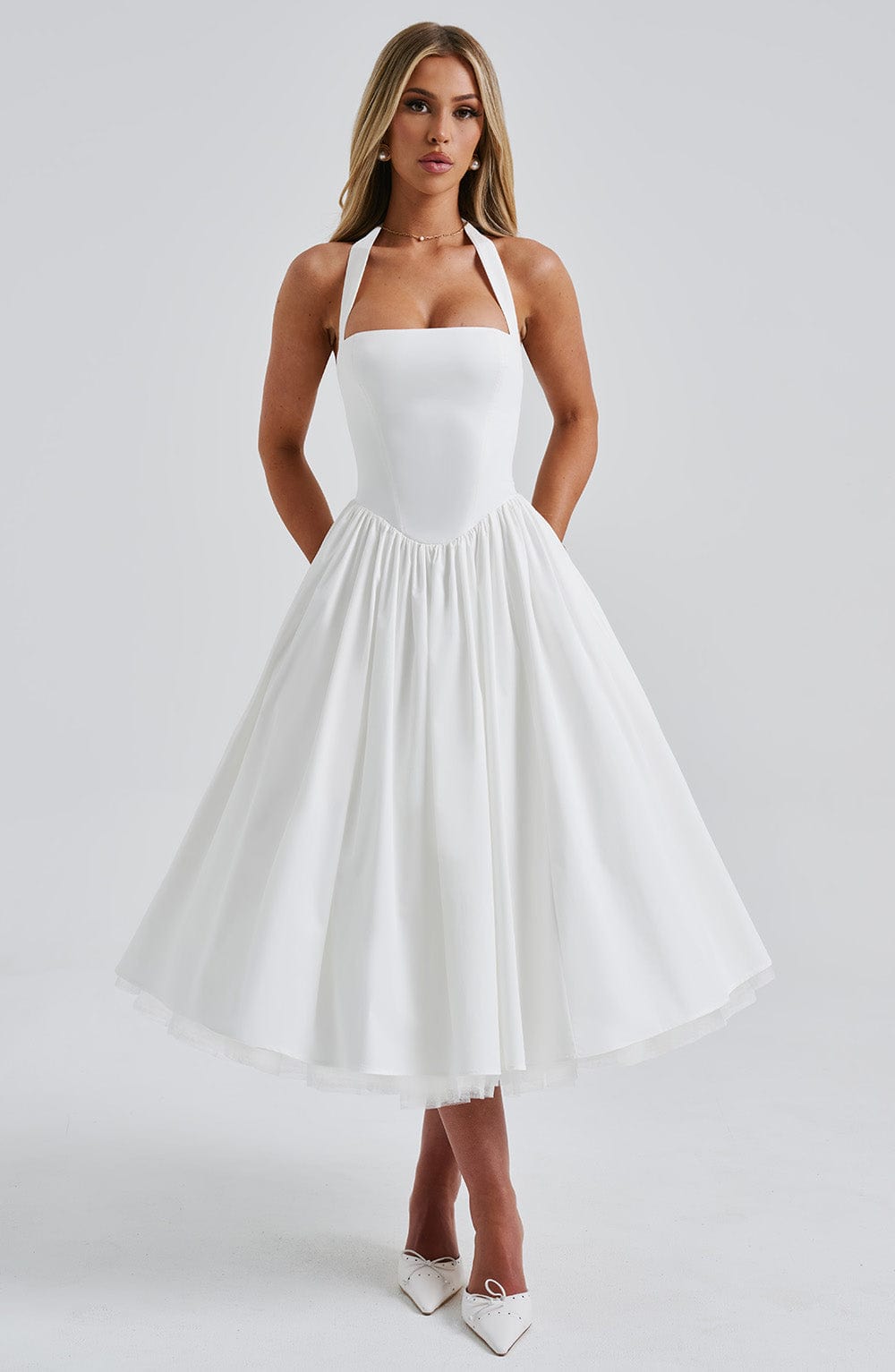 Cressida Midi Dress - Ivory - Napalia