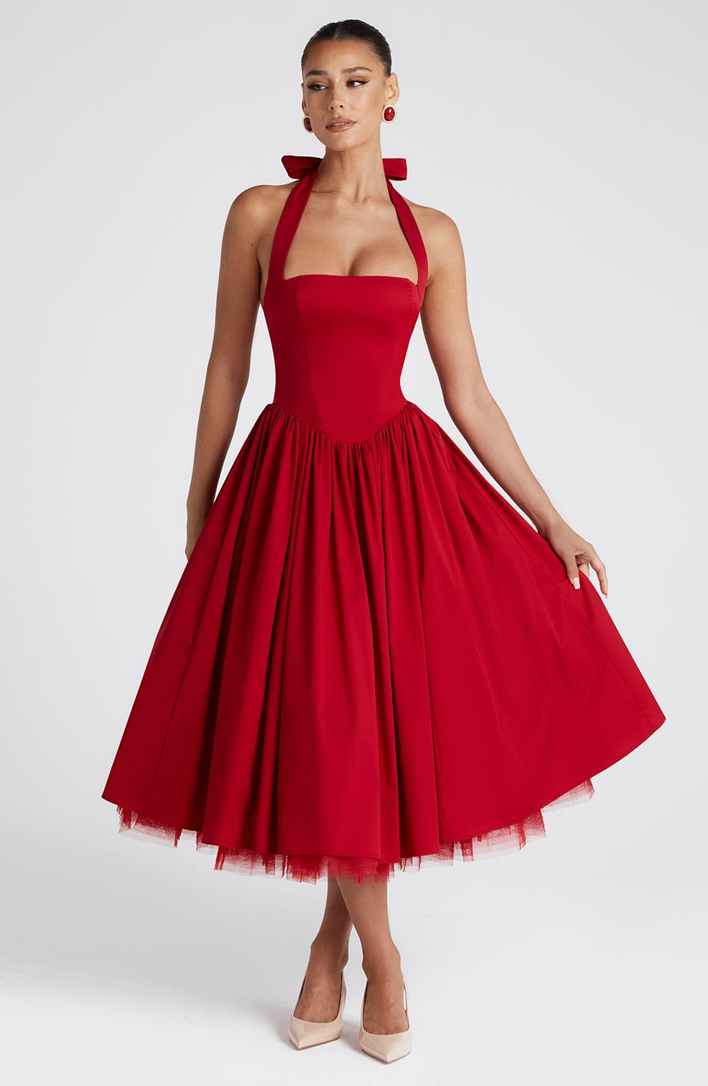 Cressida Midi Dress - Red - Napalia