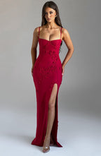 Dalary Maxi Dress - Red Lined - Napalia