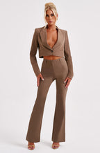 Darci Cropped Blazer - Mocha - Napalia