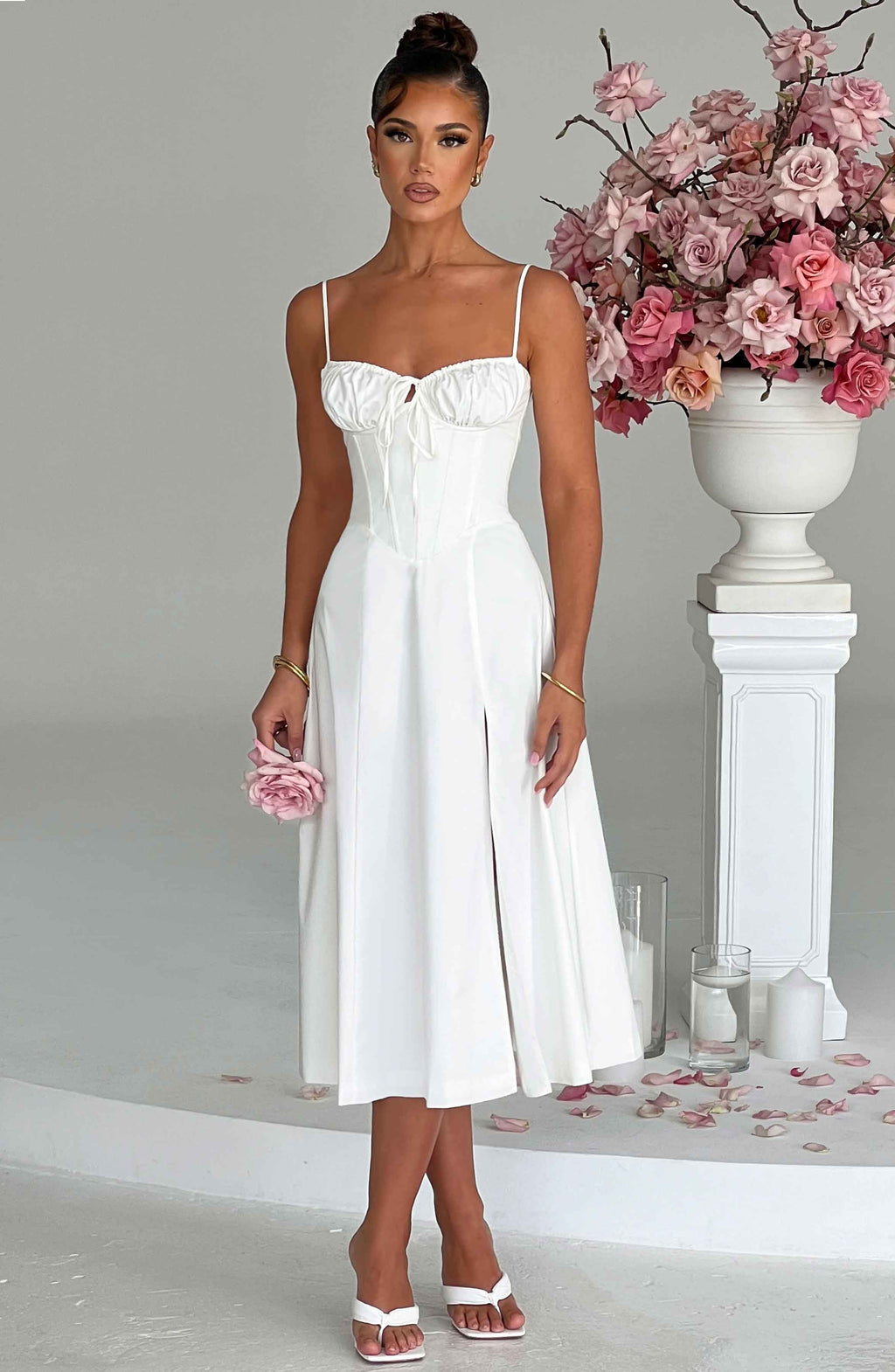 Deanna Midi Dress - Ivory - Napalia