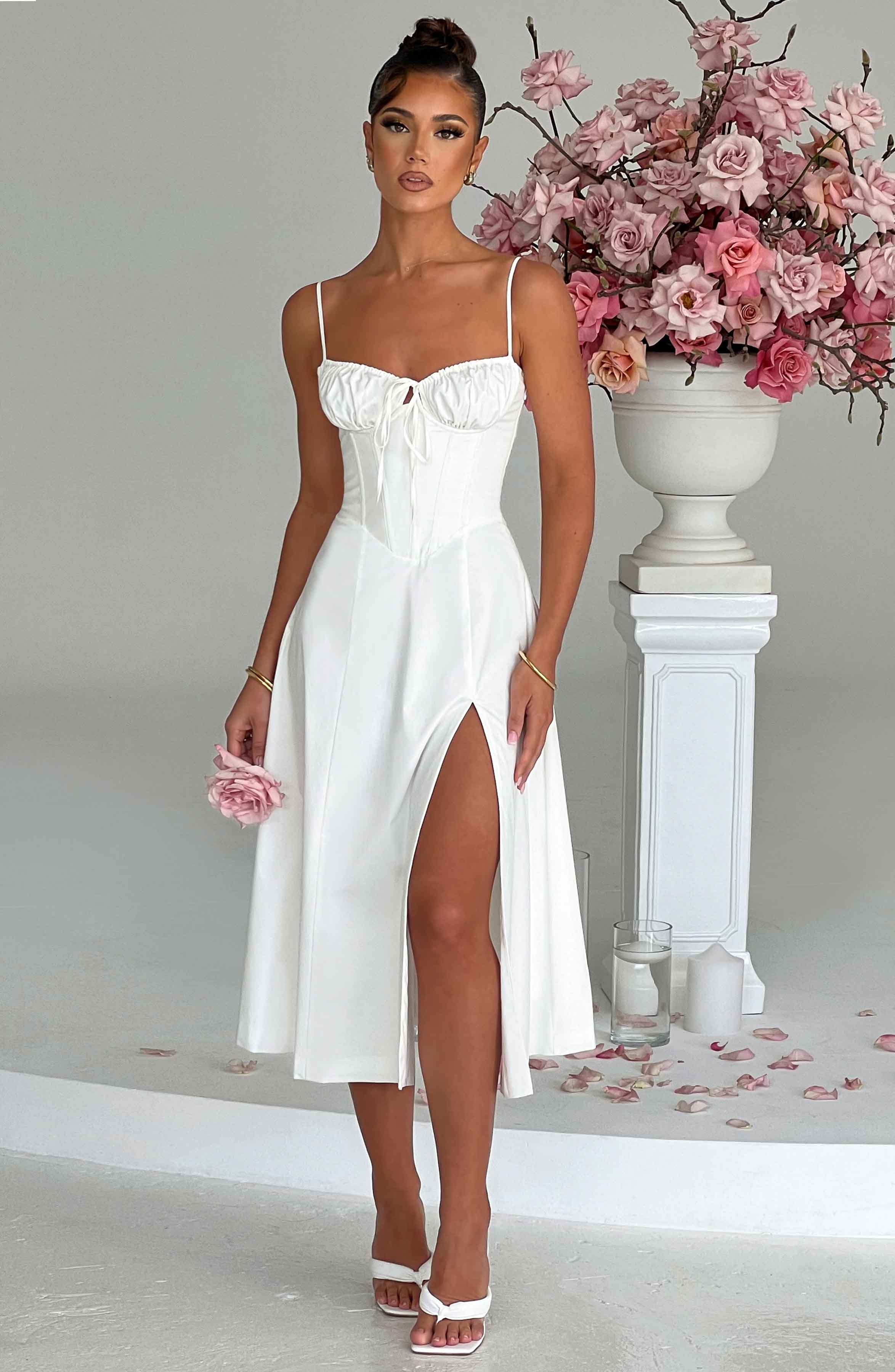 Deanna Midi Dress - Ivory - Napalia