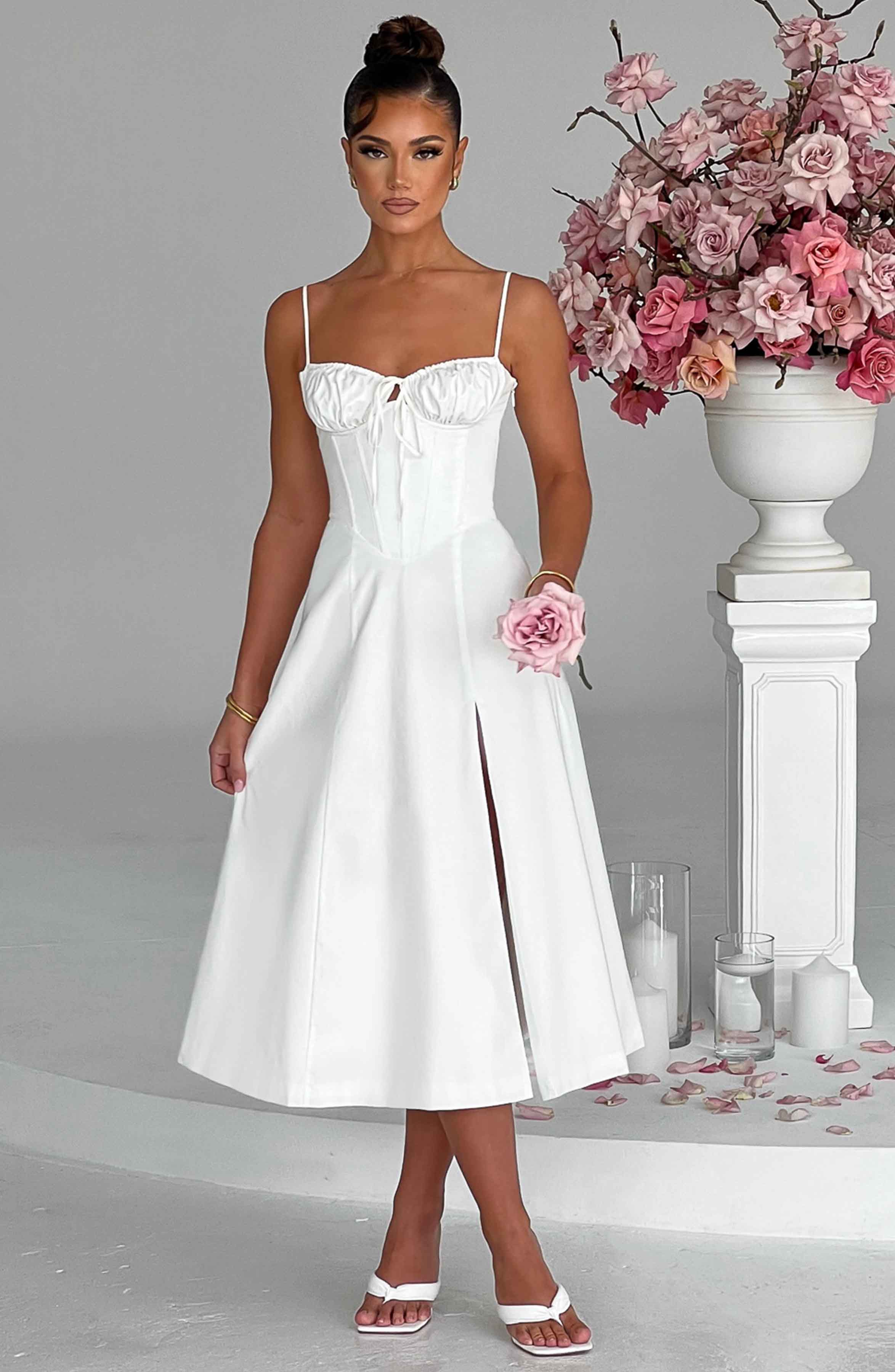 Deanna Midi Dress - Ivory - Napalia