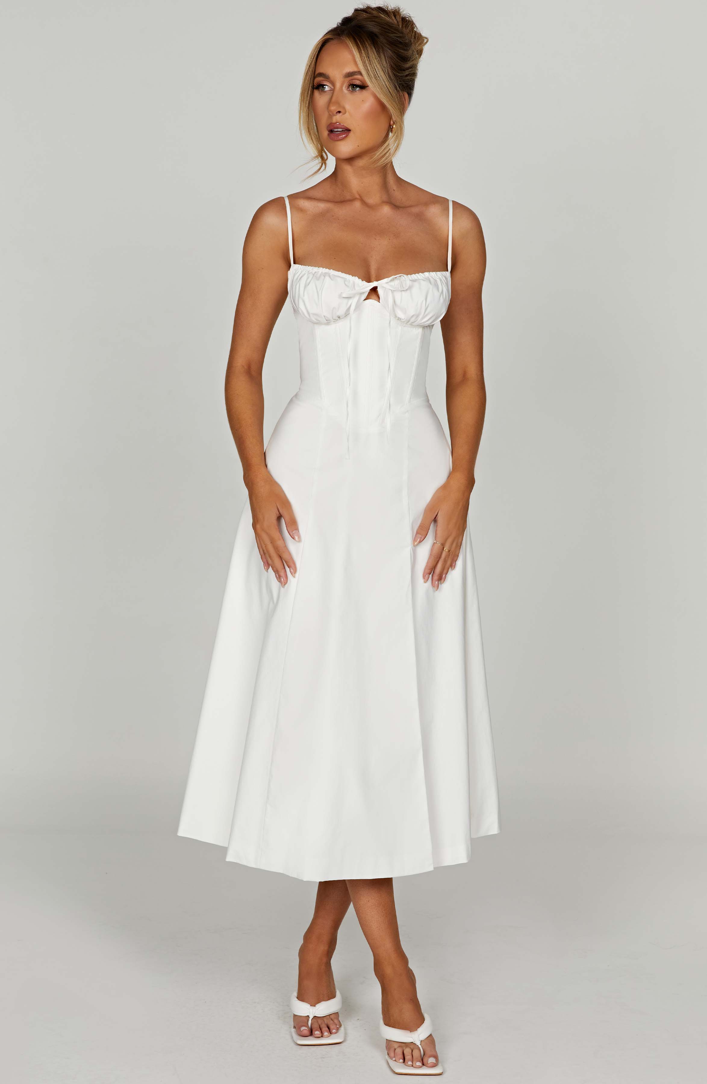 Deanna Midi Dress - Ivory - Napalia