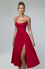 Deanna Midi Dress - Red - Napalia