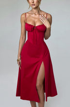 Deanna Midi Dress - Red - Napalia