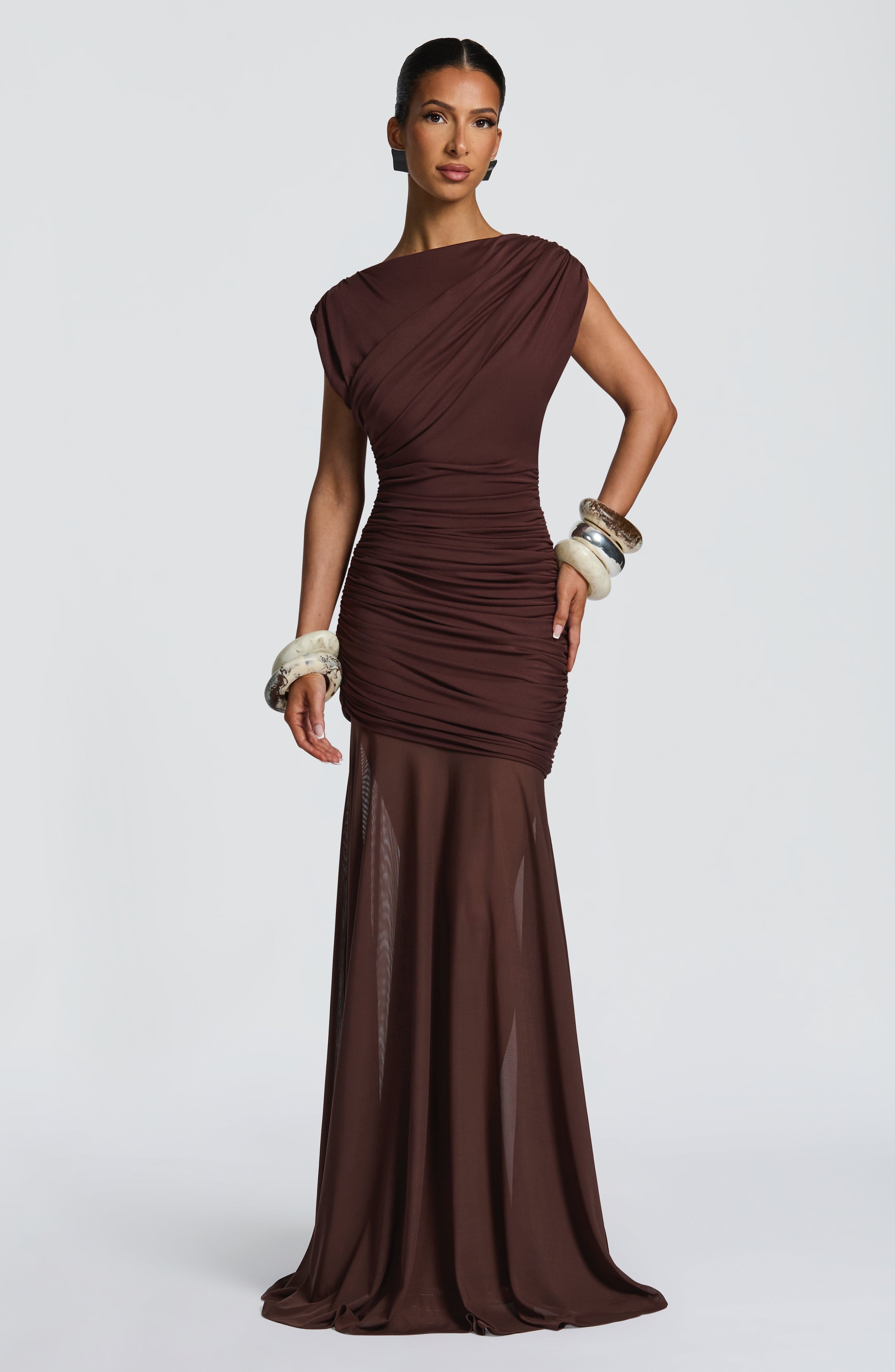 Demelza Maxi Dress - Plum Brown - Napalia